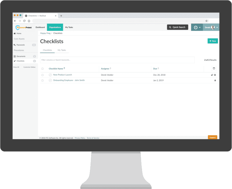Interactive business process checklists
