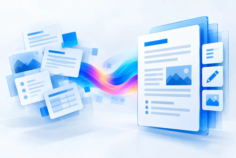 Notes and images flowing into a structured Word document